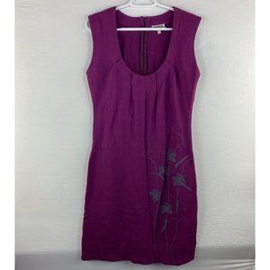Ethos Paris Womens Dress Size Medium Purple Sleeveless Pleated Cotton